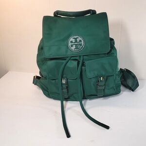 Tory Burch Emerald Green Nylon Backpack Quinn